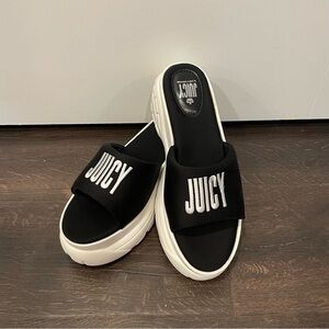 Juicy Couture Black and White Slide Sandals